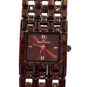 Vintage Anne Klein Chocolate Rhinestone Analog Bracelet Watch